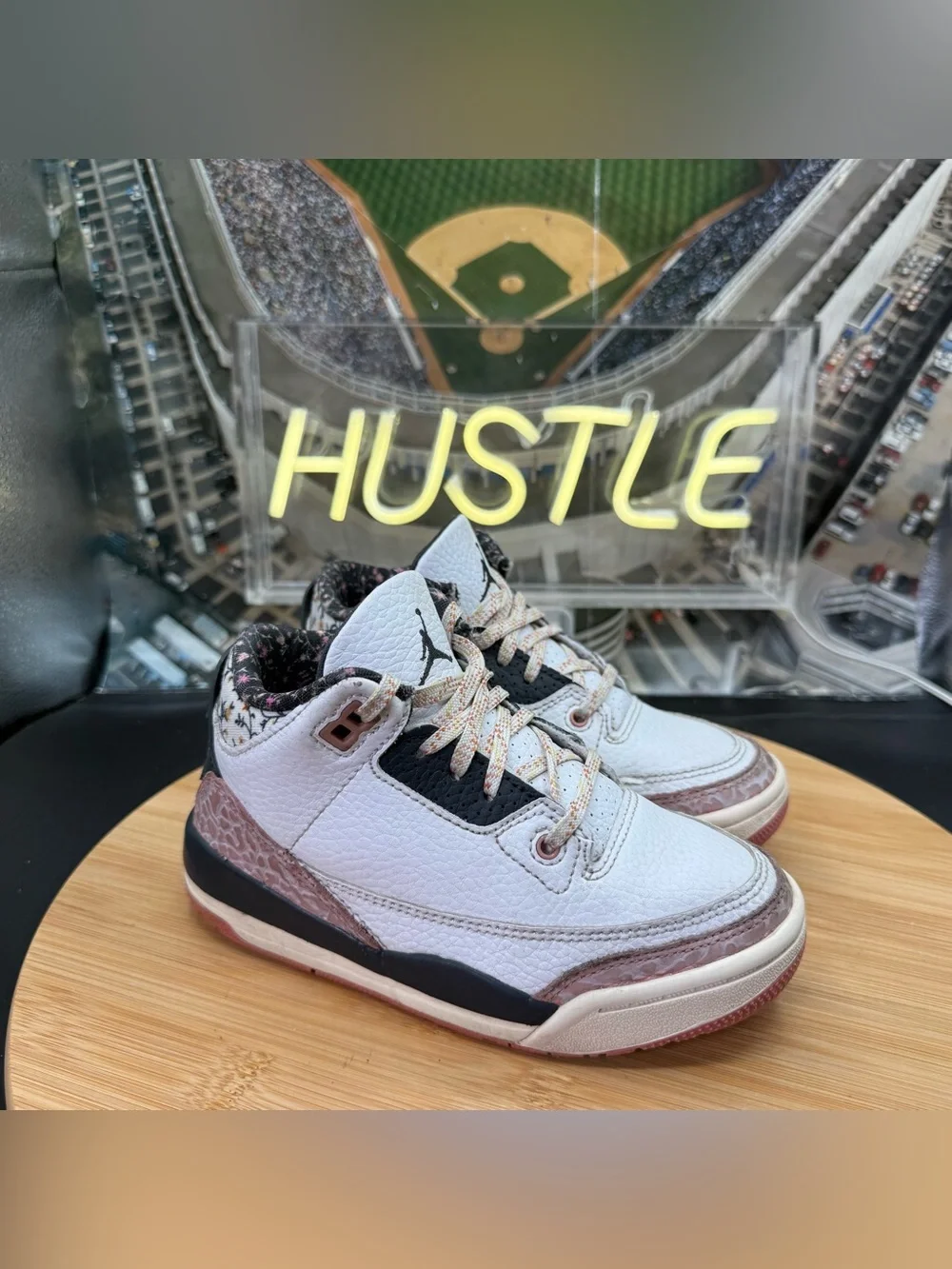 Air Jordan 3 (PS) Retro Red Stardust Shoes White Pink Flowers 11C